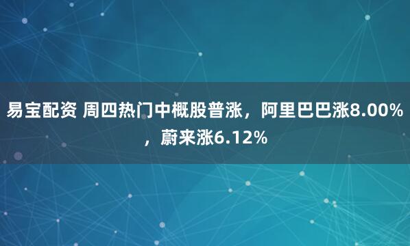 易宝配资 周四热门中概股普涨，阿里巴巴涨8.00%，蔚来涨6.12%